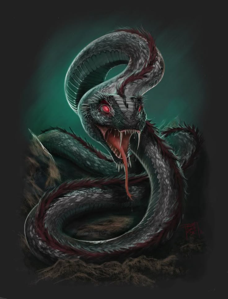 Fortune Snake rare mythical species illustration